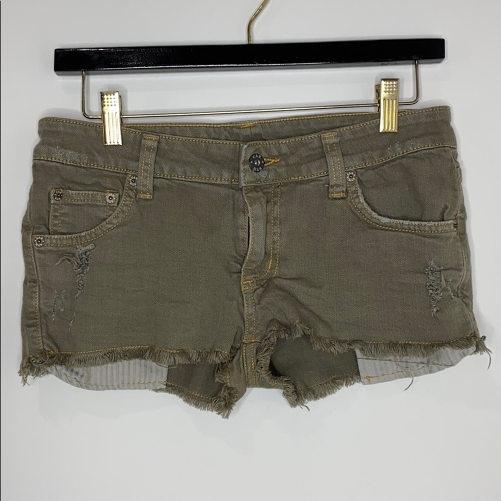 Carmar Denim army green cut off shorts 26